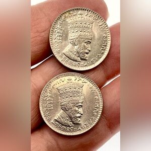 3 for $30 Vintage SilverTone Coin Cufflinks Ethiopia King Emperor Haile Selassie